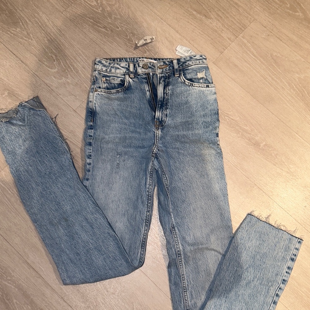 Zara high rise split hem jeans
